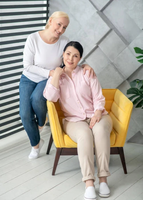 two elderly ladies hormone replacement therapy concept