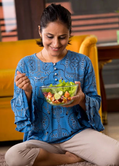 indian lady eating healthy from micronutrient testing alaska